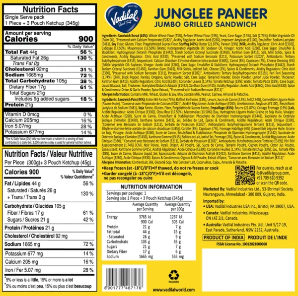 tandoori paneer sandwich 345g